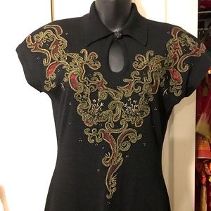 Carole Little vintage black knit dress